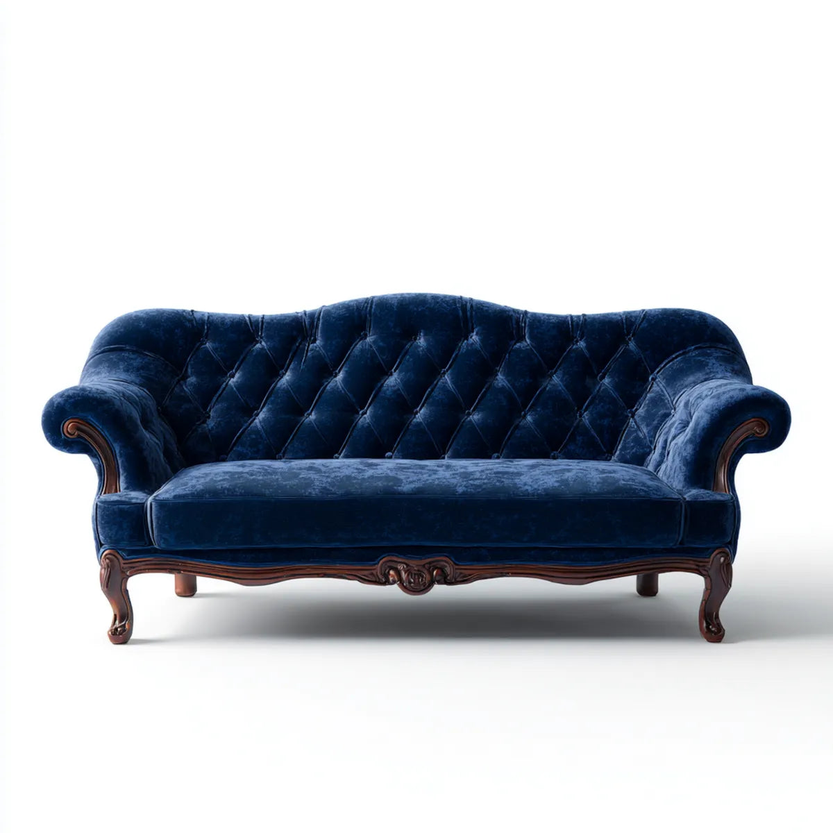 Sofa 3 granatowy niebieski miejsca 210 x 90 x 95 cm w poliestrowym aksamicie z liniową ramą z litego drewna