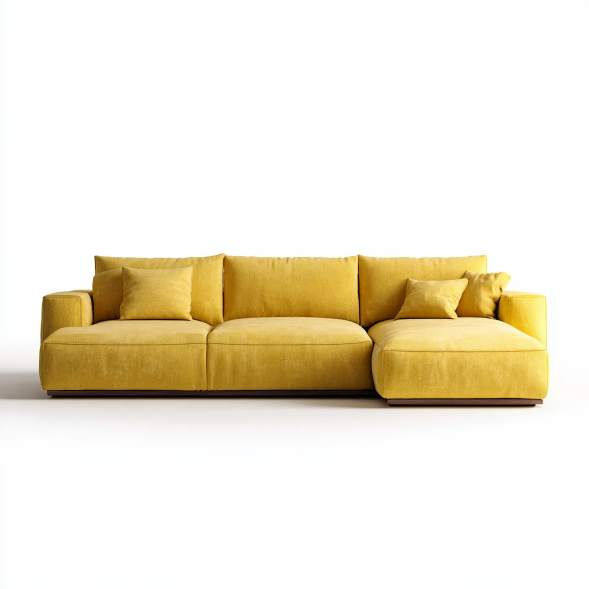 Sofa, Rożna sofa 3 miejsca żółty musztarda w poliester aksamit 280 x 160 x 85 cm