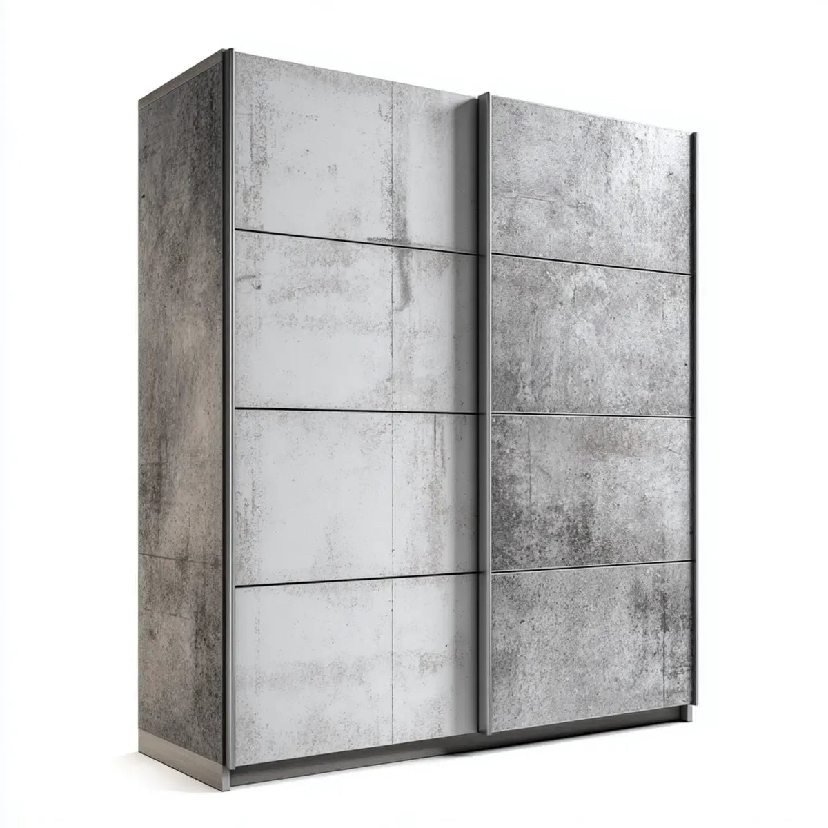Szafa szarość z drzwi przesuwnych 180 x 60 x 200 cm w prostokątnej płycie wiórowej