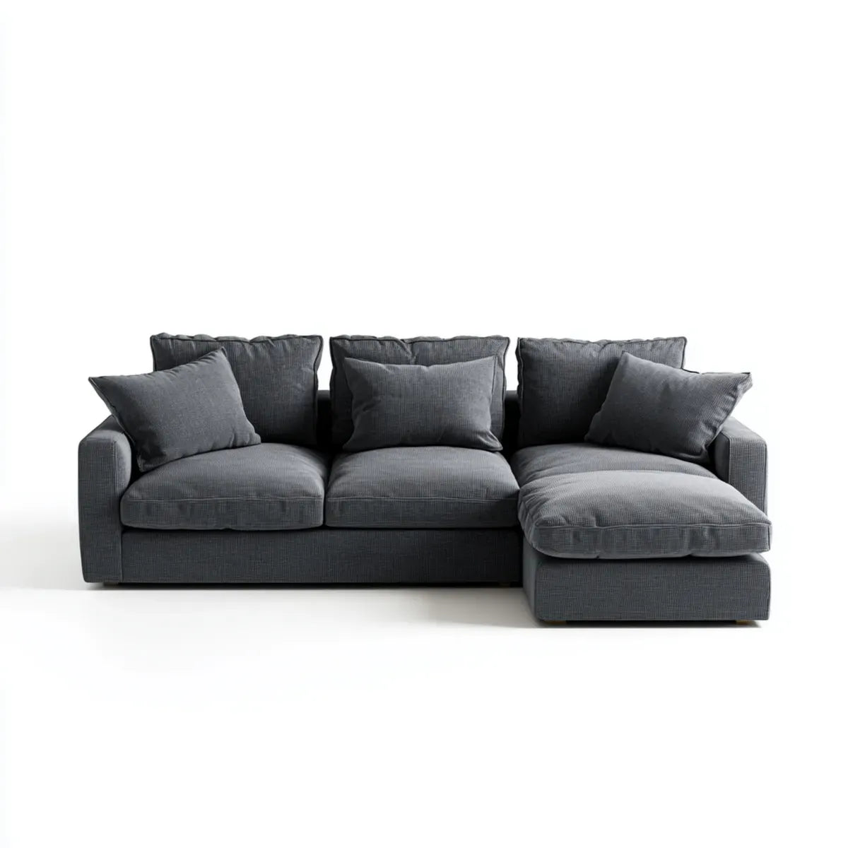 Sofa, Kanapa narożna 3 fotele z krzesełkiem z szarym antracytem 280 x 160 x 85 cm w kształcie poliestru L