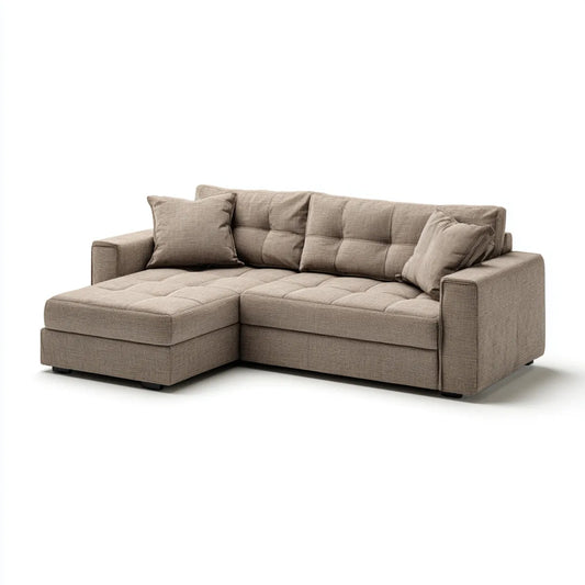 Sofa, Kanapa narożna 3 miejsca gołębica w poliestrze 230 x 150 x 85 cm