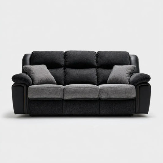 Sofa, Szara i czarny 210 x 95 x 100 cm w poliestrowej i prostokątnej sofie PU