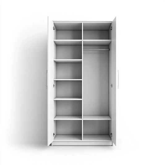 Szafa sypialna 2 drzwi białe 80 x 52 x 180 cm prostokątne melaminowane panele cząstkowe