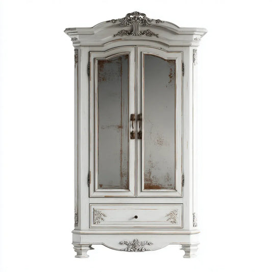 Szafa szafowa 2 drzwi białe lustro 105 x 50 x 210 cm w prostokątnym MDF